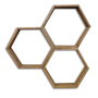Hanah Home Hex001 Conjunto de 3 Estanterías de Pared de Madera de Abeto Color Nogal